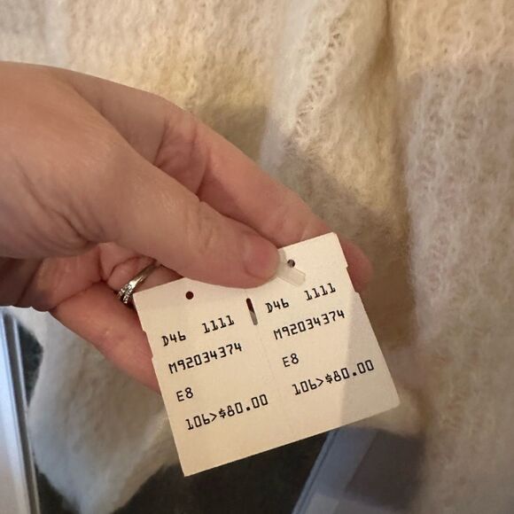 Alafoss | Vintage 90s Icewool Iceland Cream Mohair Puff-Sleeve Cardigan NWT | L - Picture 5 of 8